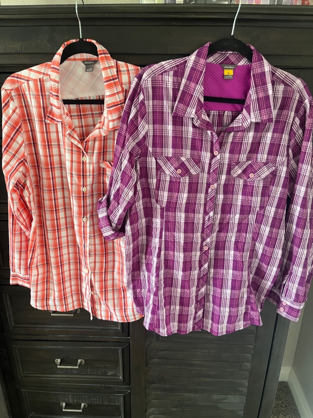 Bundle of 2 Eddie Bauer lightweight Plaid Button-Up Shirts